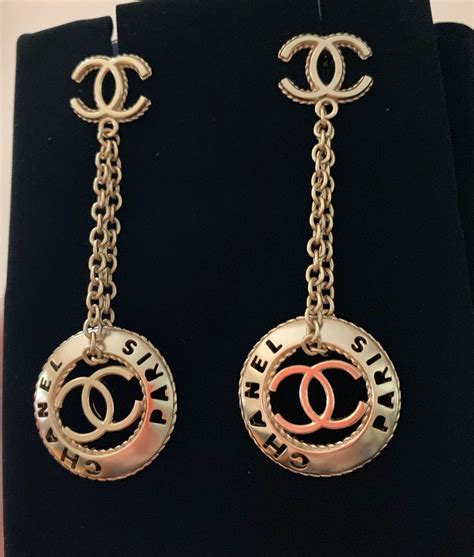 chanel inspired drop earrings|authentic chanel earrings.